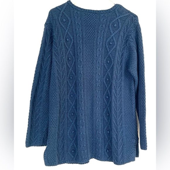 Talbots Blue Silk Blend Cable Knit Pullover Sweater - Picture 3 of 11